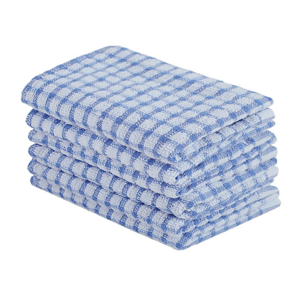 6pcs Cotton Terry Small Kitchen Dish Cloth Absorbent Cleaning Dish Rags Blue